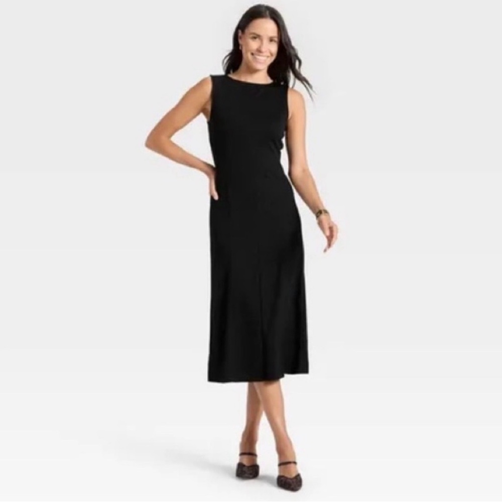 NWT Women's A New Day Knit A Line Dress Black Size M Business Casual Classic